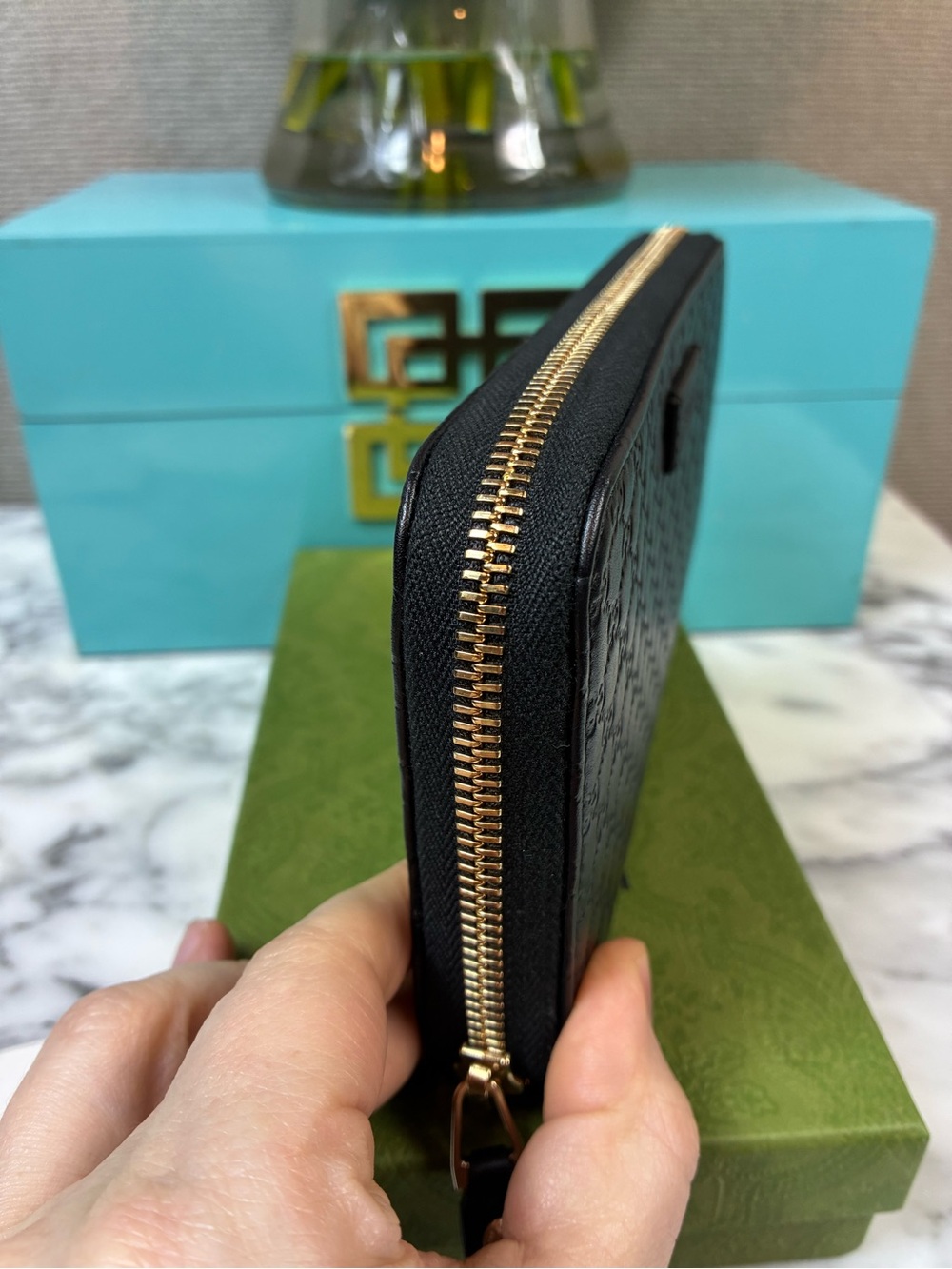 Gucci Black Nero Micro Guccissima GG Leather Zip Around Wallet - NWOT - Picture 4 of 12